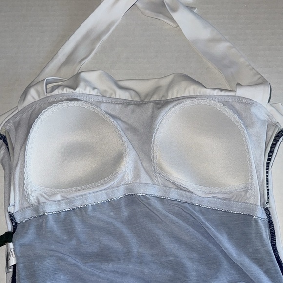 Lauren Ralph Lauren Blue And White Polka Dot Pinup Style Halter Neck Swimsuit - Picture 5 of 9